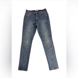 Levis 721 high rise skinny paint splatter embroidered jeans BNWOT